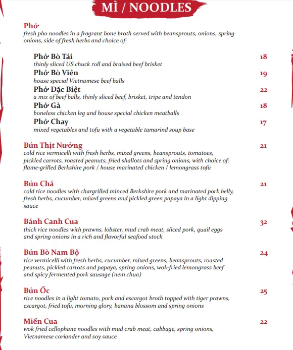 Red Sparrow Menu Singapore 