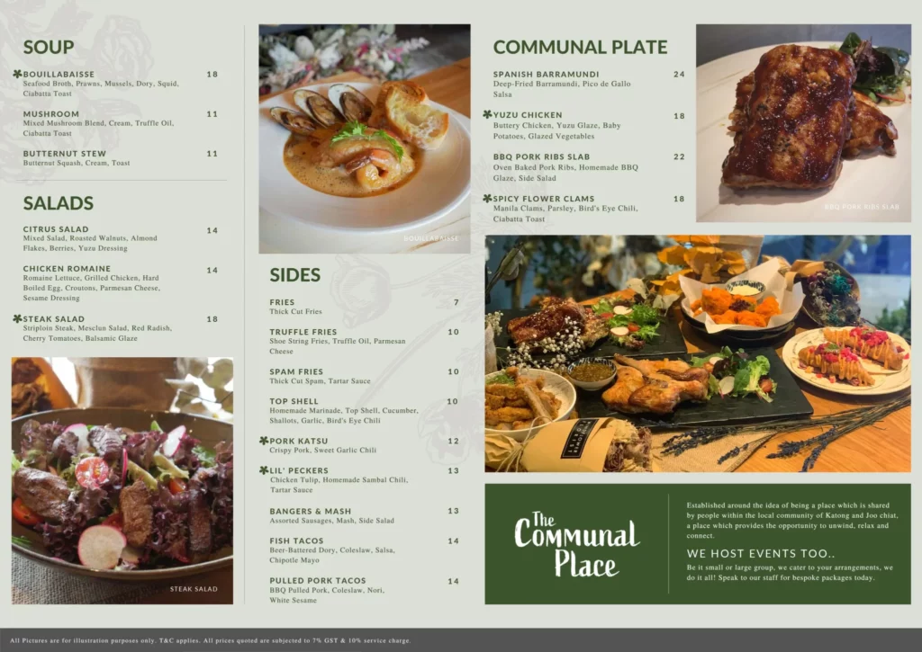 THE COMMUNAL PLACE MENU SINGAPORE 