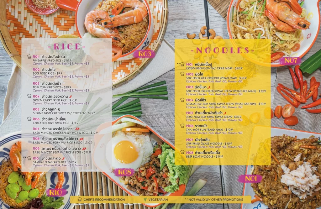 Thai’D Me Up Menu – Rice And Noodles