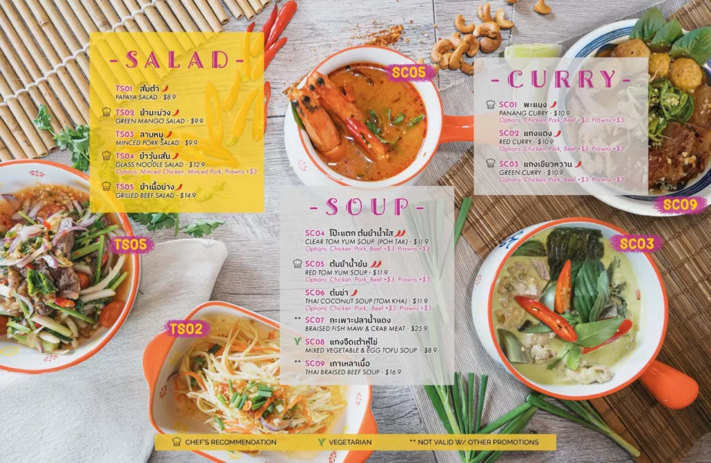 Thai’D Me Up Menu – Salad Prices