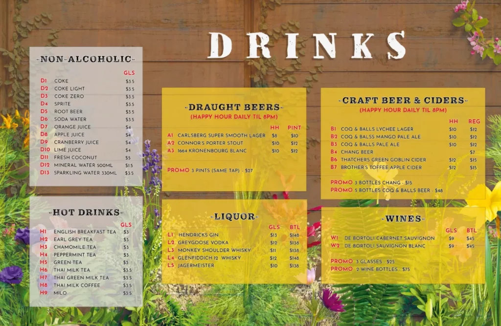 Thai’D Me Up Menu – Thai Drinks