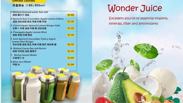 WONDER JUICE MENU SINGAPORE