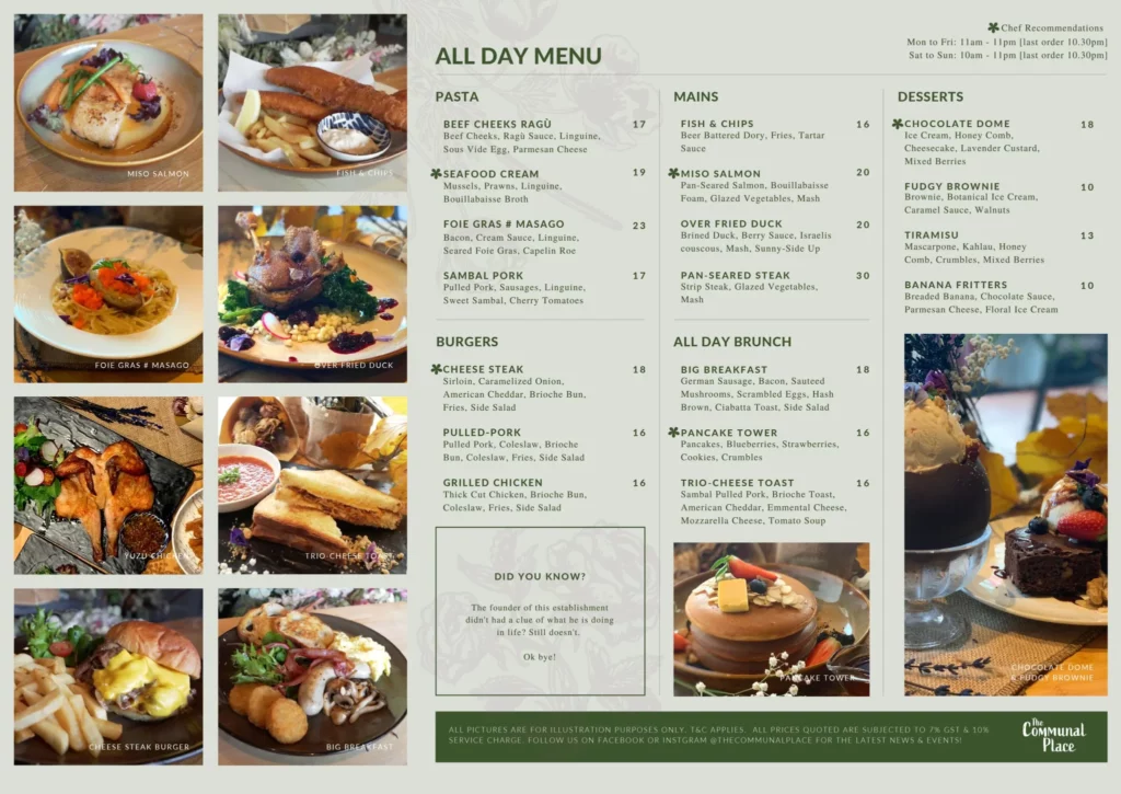 communal place BURGERS MENU
