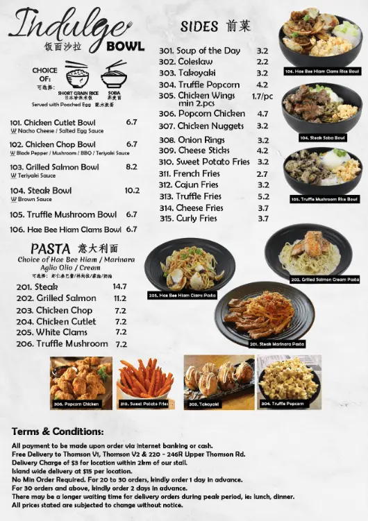 INDULGE MENU SINGAPORE