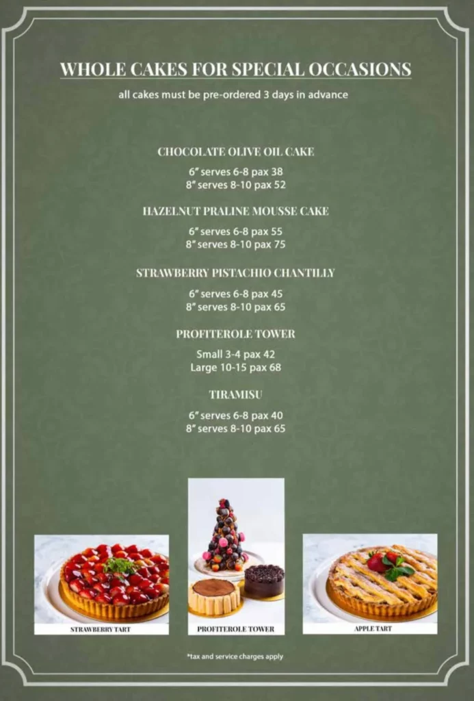 Kucina Italian Whole Cakes MENU For Special Occasions
