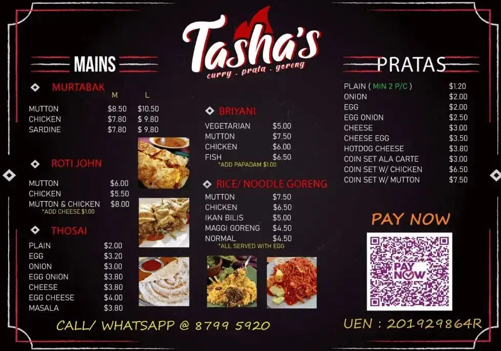 TASHAS RESTAURANT'S MENU SINGAPORE