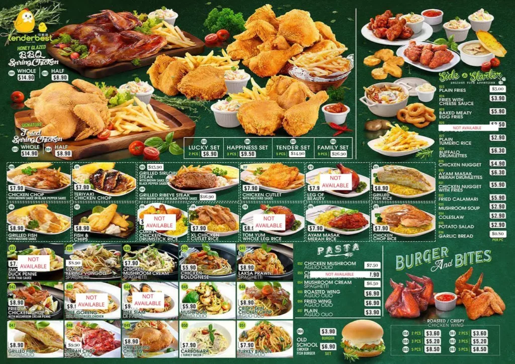 TENDERBEST MENU SINGAPORE