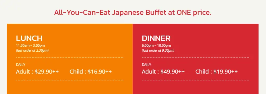 Kiseki Japanese Buffet Restaurant Menu singapore