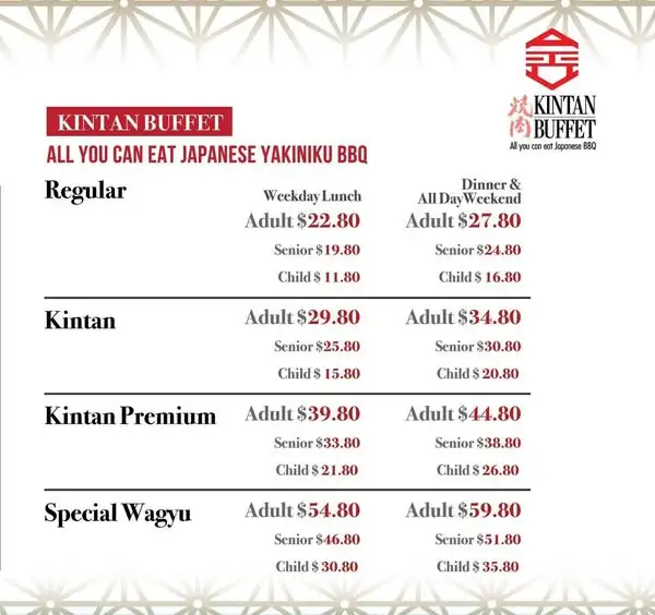 Shaburi & Kintan Buffet Menu Singapore