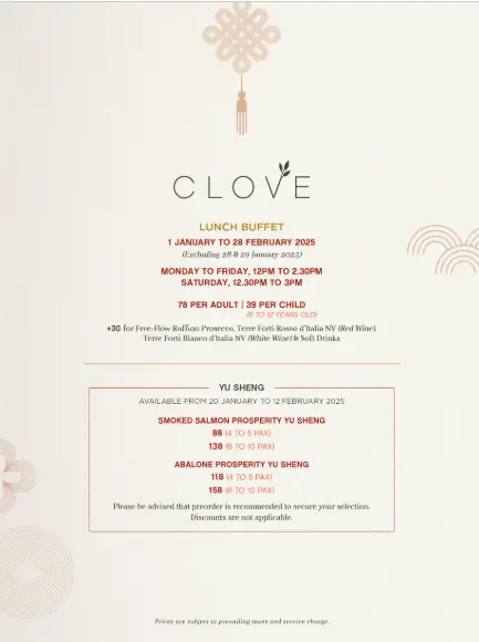 clove buffett menu singapore