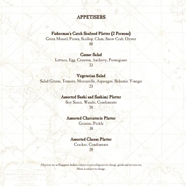 colony buffet menu singapore