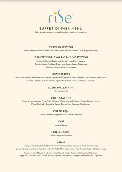 rise buffett menu singapore