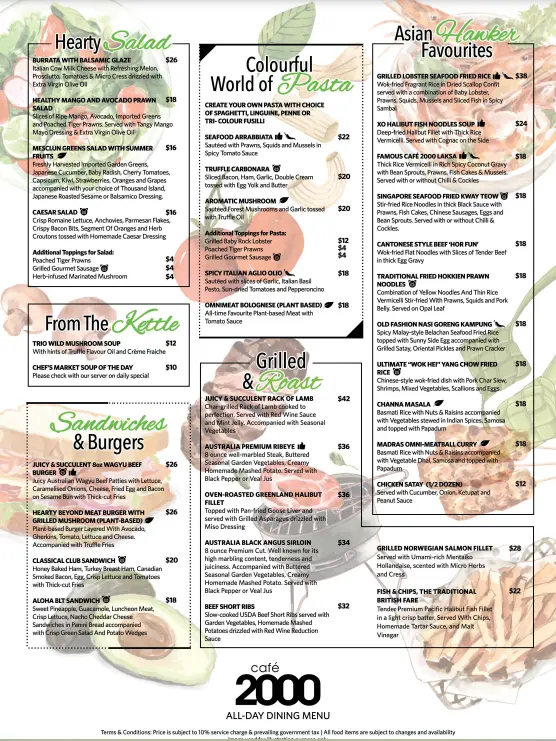 CAFE 200 MENU SINGAPORE